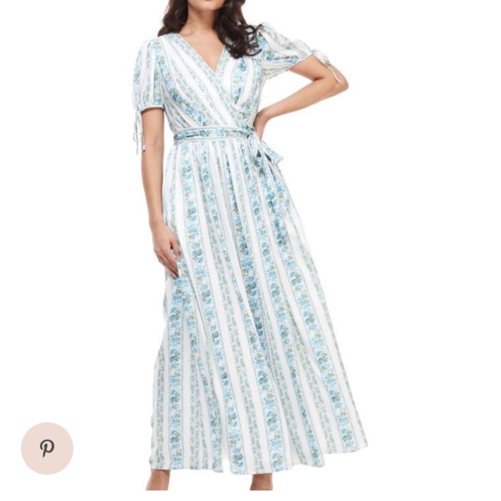 Gal Meets Glam Imogene Blue Floral Maxi Dress NWT